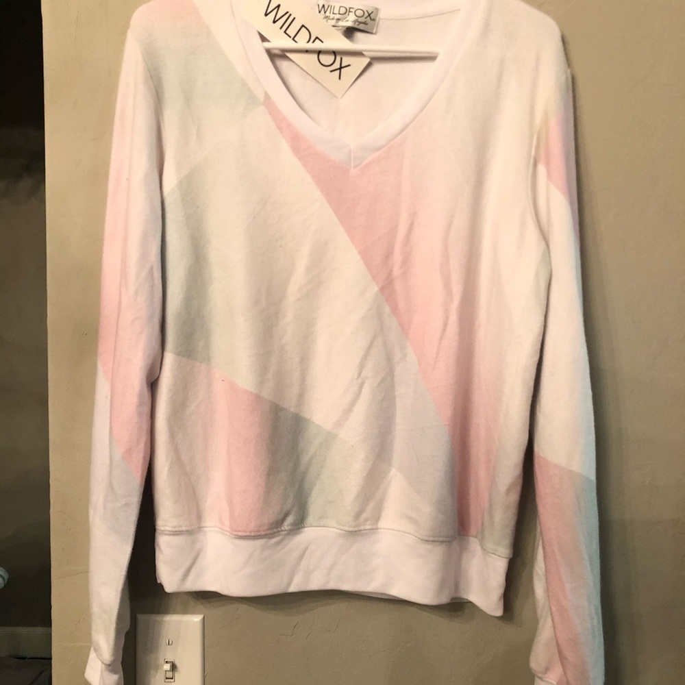 Wild fox kaleidoscope baggie beach V-neck tyedye S - Picture 4 of 6